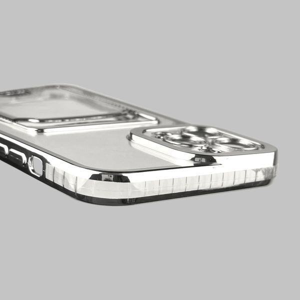 Чехол для Apple iPhone 12 Pro Max с серебряной окантовкой с карманом для карт на айфон 12 про макс серебряный 0012998 фото