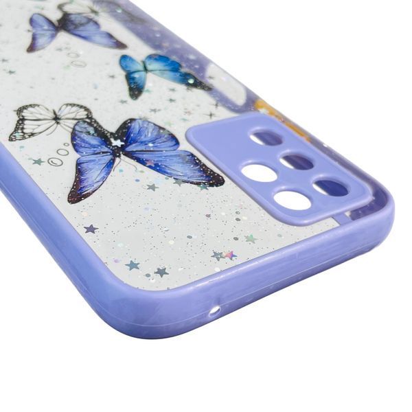 Чохол для ZTE Blade V30 Vita з блискітками з метеликами на зтє блейд в30 віта бузковий 0037777 фото