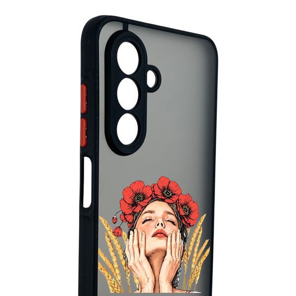 Чехол для телефона Samsung Galaxy A26 (SM-A266) с 3D принтом девушка маки колоски с высокими бортами черный 0059254 фото