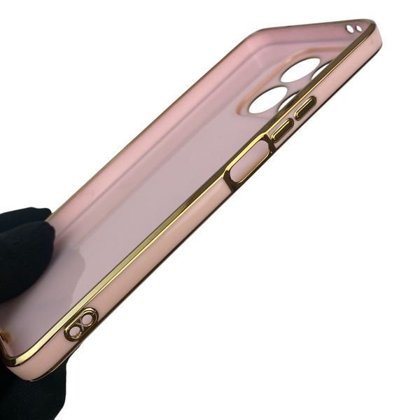Чехол для Huawei Honor X8A с кольцом-подставкой с золотой окантовкой на хуавей хонор х8а пудровый gs1 0020384 фото