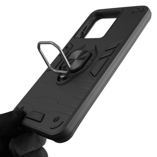 Чохол для телефона ZTE Blade A54 броньований з магнітним кільцем-тримачем на зтє блейд а54 чорний 0025839 фото