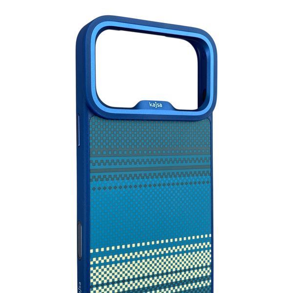 Чохол Kajsa Resort Gradient Stripe для iPhone 18 Pro Max синій Blue Plus (MagSafe, металеве кільце камери, преміум) 0062148 фото