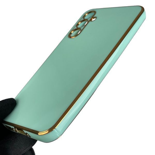 Чохол для Samsung Galaxy A14 5G SM-A146 глянсовий із золотою окантовкою із захистом камери на самсунг а14 бірюзовий 0000186 фото