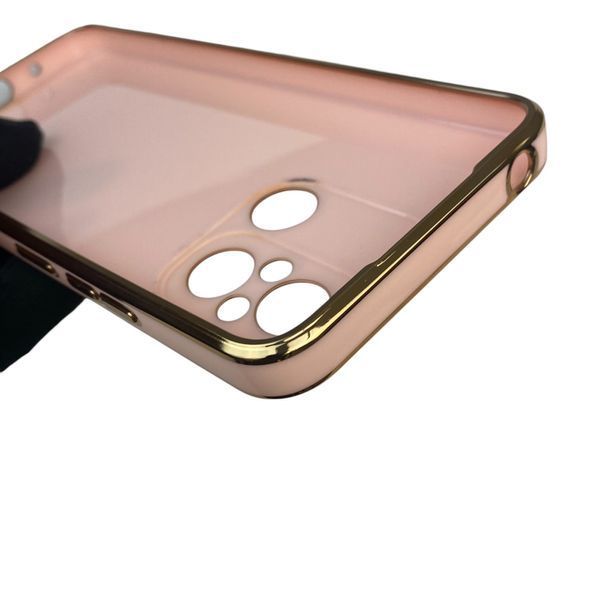 Чохол для Xiaomi Redmi 12C з кільцем-підставкою із золотою окантовкою на сяомі редмі 12с пудровий gs1 0020790 фото