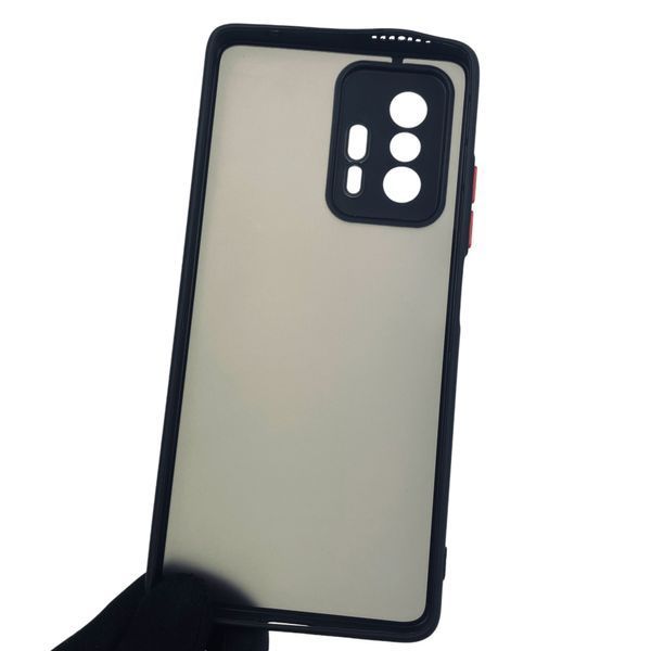 Чохол для Xiaomi 11T протиударний матовий напівпрозорий з високими бортами з захистом камери на сяомі 11т чорний 0000941 фото
