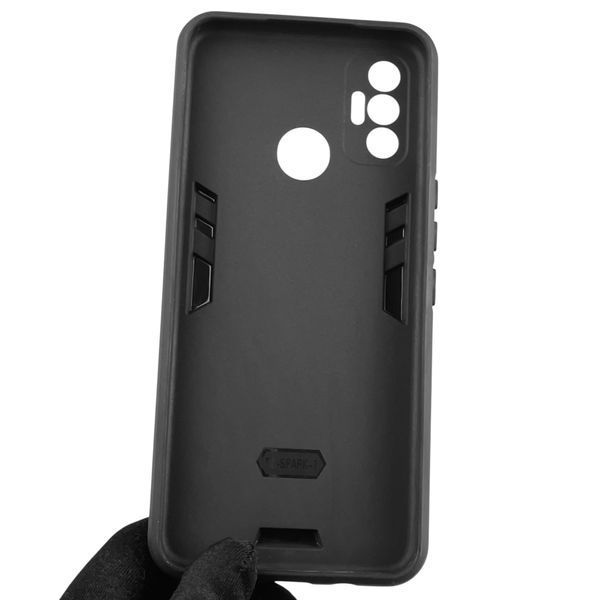 Чехол для телефона Tecno Spark 7 (KF6n) бронированный с магнитным кольцом-держателем на техно спарк 7 чёрный 0025764 фото