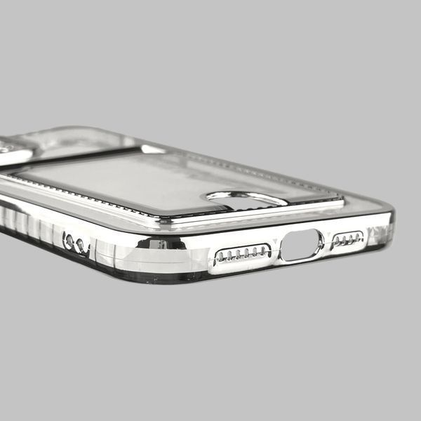 Чехол для Apple iPhone 12 Pro Max с серебряной окантовкой с карманом для карт на айфон 12 про макс серебряный 0012998 фото