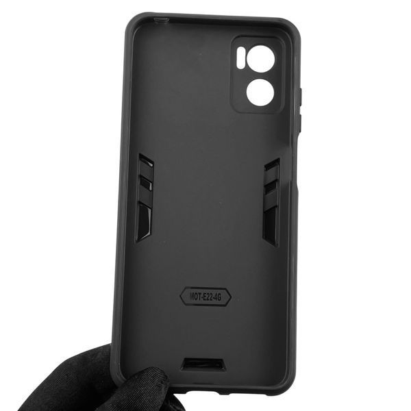 Чехол для телефона Motorola Moto E22 (PAVC0003) бронированный с кольцом-держателем на моторола е22 чёрный 0025633 фото