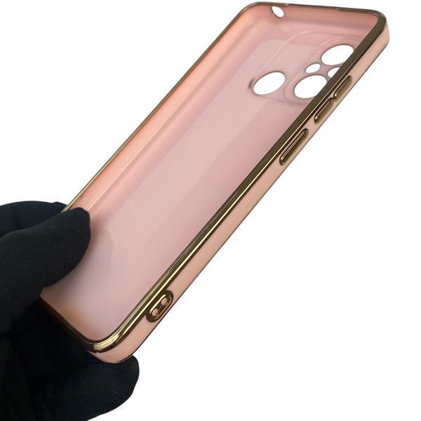 Чохол для Xiaomi Redmi 12C з кільцем-підставкою із золотою окантовкою на сяомі редмі 12с пудровий gs1 0020790 фото