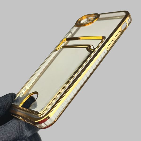 Чохол для Apple iPhone 8 із золотою окантовкою з кишенькою для карток на айфон 8 золотий 0013178 фото