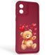 Чехол силиконовый Soft Touch с 3D принтом милый мишка для Motorola Moto E13 (PAXT0034) бордовый (Полная защита камеры) 0044734 фото 1