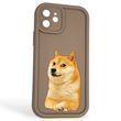 Чохол силіконовий оригінальний Soft Touch з 3D принтом мему сібу для Apple iPhone 12 коричневий (Повний захист камери)