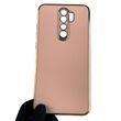 Чехол для Xiaomi Redmi Note 8 Pro с золотой окантовкой с защитой камеры на сяоми редми нот 8 про розовый