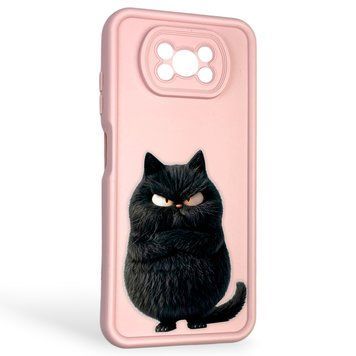 Чохол силіконовий оригінальний Soft Touch з 3D принтом злого кота для Xiaomi Poco X3 Pro пудровий (Повний захист камери) 0046610 фото
