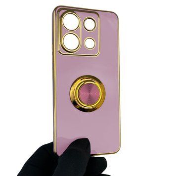 Чохол для Xiaomi POCO X6 з кільцем-підставкою із золотою окантовкою на сяомі поко х6 чорничний gs1 0021245 фото