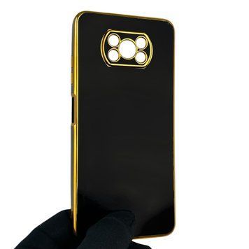 Чехол для Xiaomi Poco X3 Pro с защитой камеры с золотой окантовкой на поко х3 про черный gs1 0020305 фото