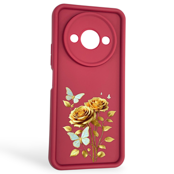 Чехол силиконовый Soft Touch с 3D принтом женским для Xiaomi Redmi A3 бордовый (Полная защита камеры) 0043002 фото