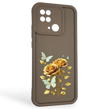 Чехол силиконовый Soft Touch с 3D принтом женским для Xiaomi Poco C40 коричневый (Полная защита камеры) 0042890 фото