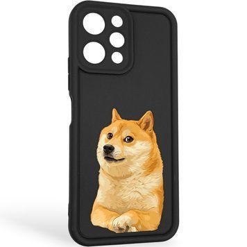 Чехол силиконовый оригинальный Soft Touch с 3D принтом мема сибу для Xiaomi Redmi 12 черный (Полная защита камеры) 0047746 фото