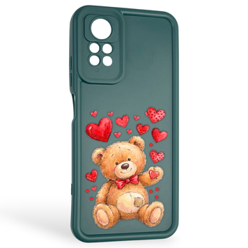 Чехол силиконовый оригинальный Soft Touch с 3D принтом милый мишка для Xiaomi Redmi Note 11 Pro темно-зеленый (Полная защита камеры) 0043813 фото