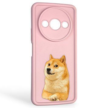 Чехол силиконовый оригинальный Soft Touch с 3D принтом мема сибу для Xiaomi Redmi A3 пудровый (Полная защита камеры) 0047846 фото