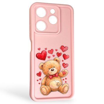 Чехол силиконовый Soft Touch с 3D принтом милый мишка для TECNO Spark 10 Pro (KI7) розовый (Полная защита камеры) 0045015 фото
