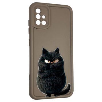 Чехол силиконовый оригинальный Soft Touch с 3D принтом злой котик для Samsung Galaxy A51 (SM-A515F) коричневый (Полная защита камеры) 0046509 фото