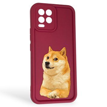 Чехол силиконовый Soft Touch с 3D принтом мема сибу для Realme 8 Pro бордовый (Полная защита камеры) 0048219 фото