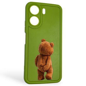 Чохол силіконовий оригінальний Soft Touch з 3D принтом кумедний тед ведмідик для Xiaomi Redmi 13C салатовий (Повний захист камери) 0048882 фото