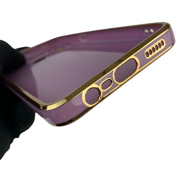 Чехол для Realme 5 с кольцом-подставкой с золотой окантовкой на реалми 5 черничный gs1 0020489 фото