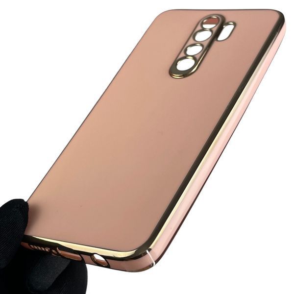 Чехол для Xiaomi Redmi Note 8 Pro с золотой окантовкой с защитой камеры на сяоми редми нот 8 про розовый 0008353 фото
