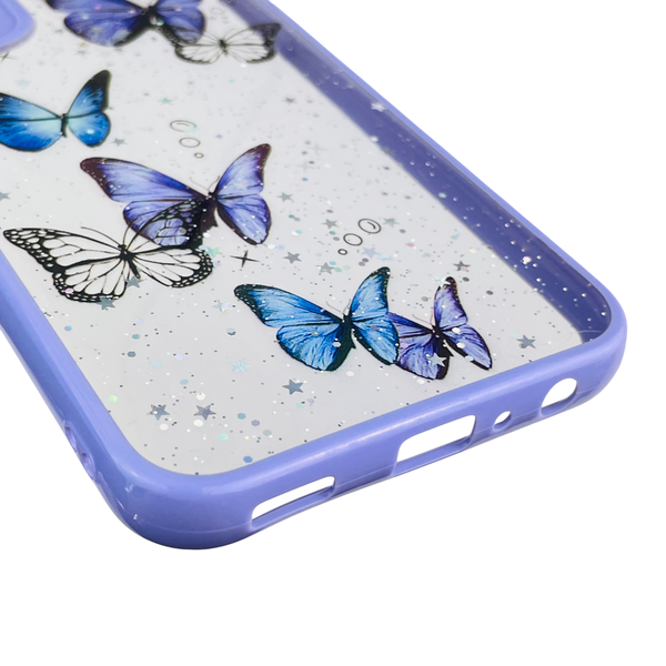 Чохол для Samsung Galaxy A24 (SM-A245F) з блискітками з метеликами на самсунг а24 бузковий 0037631 фото