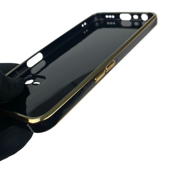 Чохол для Oppo A55 4G з кільцем MagSafe із золотою окантовкою на оппо а55 чорний gs1 0022207 фото