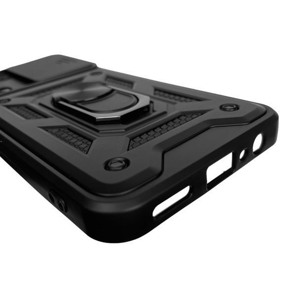 Чохол для Realme C33 броньований з кільцем зі шторкою на камеру на реалмі с33 чорний 0001996 фото