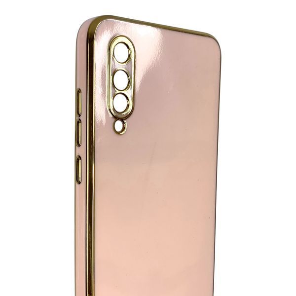 Чехол для Xiaomi Mi 9 Lite пудровый глянцевый с золотой окантовкой (золотой кант, защита камеры) 0062454 фото