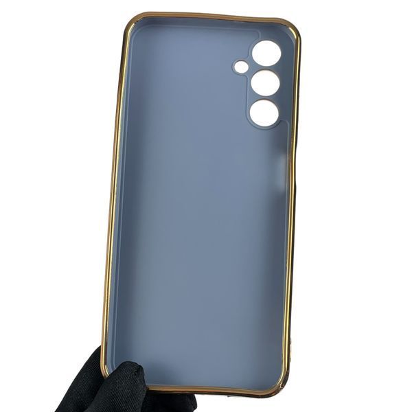 Чохол для Samsung Galaxy A14 4G SM-A145F глянсовий із золотою окантовкою із захистом камери на самсунг а14 синій 0000042 фото