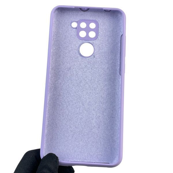 Чехол для Xiaomi Redmi Note 9 силиконовый с микрофиброй нескользящий на сяоми редми нот 9 сиреневый 0032806 фото