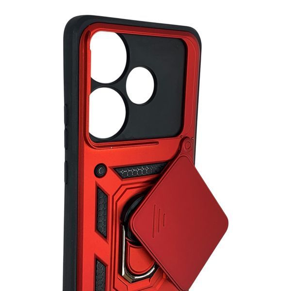 Чохол протиударний для Xiaomi Poco F6 з магнітною пластиною зі шторкою на камері червоний 0050811 фото
