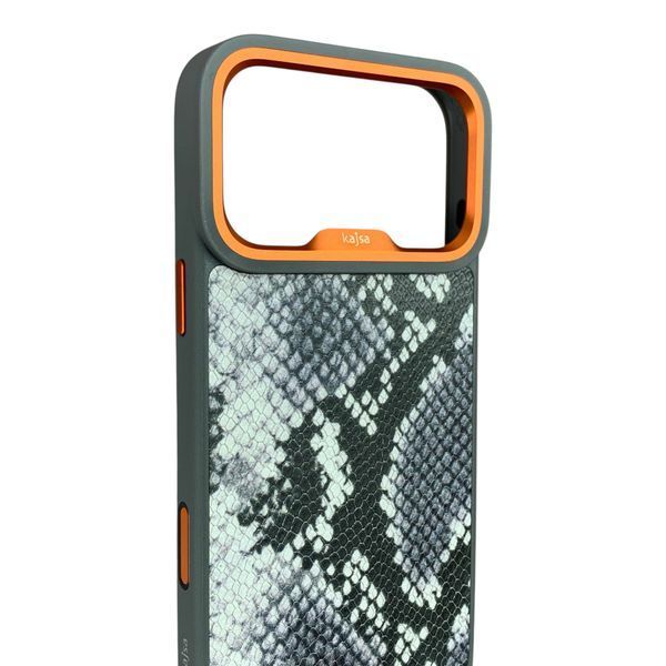 Чехол Kajsa Glamorous Leather Snake для iPhone 17 Pro Max разноцветный Mix (MagSafe, металлическое кольцо камеры, премиум) 0062004 фото