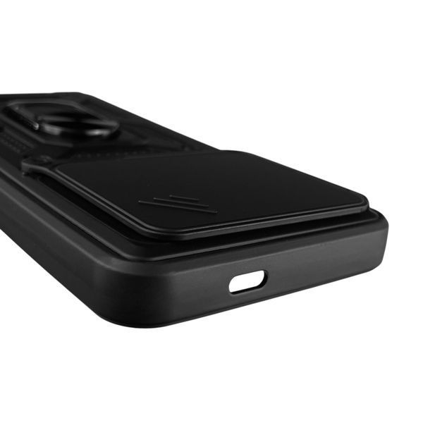 Чехол для Tecno Spark Go 1 (KL4) бронированный с кольцом-держаталем со шторкой на техно спарк го 1 черный rg1 0013522 фото