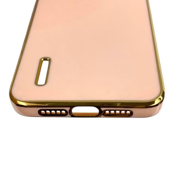 Чехол для Xiaomi Mi 9 Lite пудровый глянцевый с золотой окантовкой (золотой кант, защита камеры) 0062454 фото