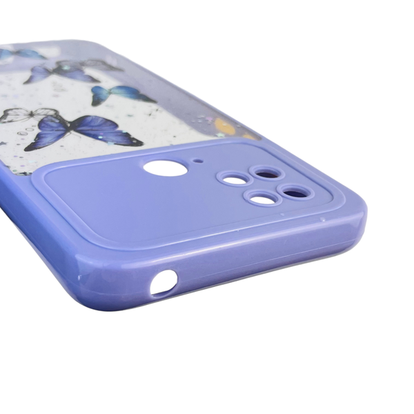 Чохол для Xiaomi POCO C40 з блискітками з метеликами на сяомі поко с40 бузковий 0037884 фото