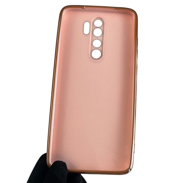 Чехол для Xiaomi Redmi Note 8 Pro с золотой окантовкой с защитой камеры на сяоми редми нот 8 про розовый 0008353 фото