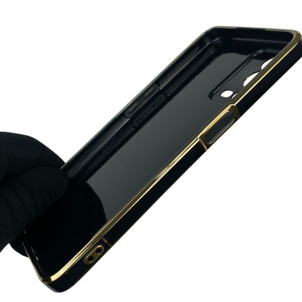 Чохол для Oppo A55 4G з кільцем MagSafe із золотою окантовкою на оппо а55 чорний gs1 0022207 фото