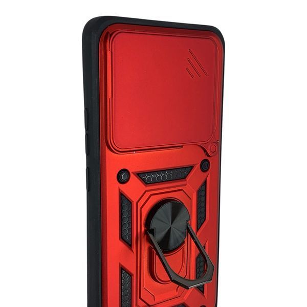 Чохол протиударний для Xiaomi Poco F6 з магнітною пластиною зі шторкою на камері червоний 0050811 фото