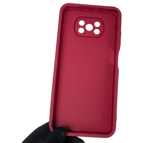 Чехол силиконовый Soft Touch с 3D принтом милый мишка для Xiaomi Poco X3 NFC бордовый (Полная защита камеры) 0044845 фото