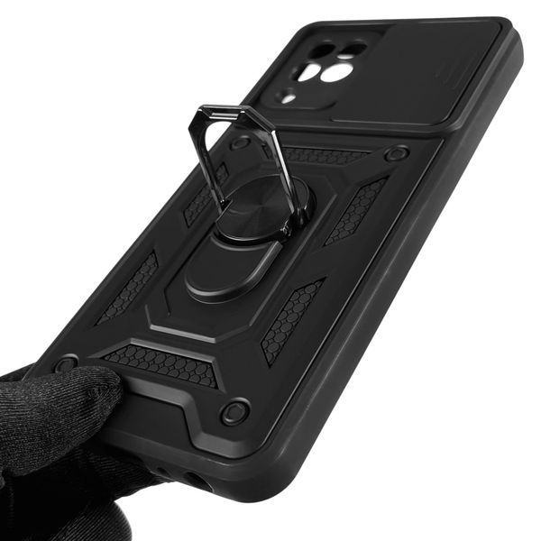 Чохол для Samsung Galaxy M32 SM-M325F броньований з кільцем-тримачем підставкою зі шторкою на камері на самсунг м32 чорний 0000192 фото