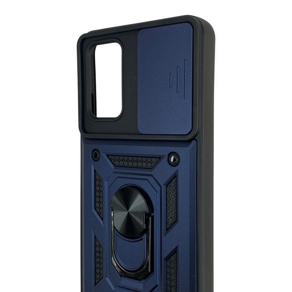 Чехол противоударный для Xiaomi Redmi 9T с магнитной пластиной со шторкой на камере синий 0051016 фото