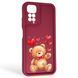 Чехол силиконовый оригинальный Soft Touch с 3D принтом милый мишка для Xiaomi Redmi Note 11s бордовый (Полная защита камеры) 0043790 фото 1