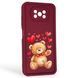 Чехол силиконовый Soft Touch с 3D принтом милый мишка для Xiaomi Poco X3 NFC бордовый (Полная защита камеры) 0044845 фото 1